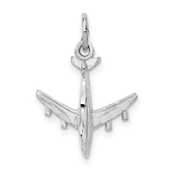 10k White Gold Small Travel 3-D Airplane Necklace/Bracelet Charm Pendant